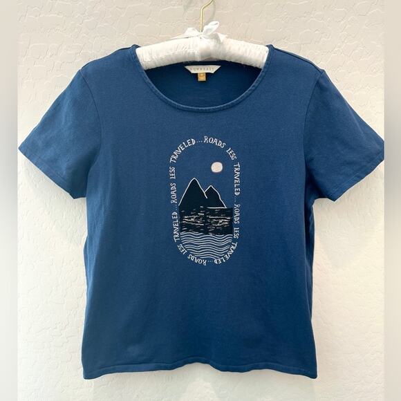 DOWNEAST | Dark Blue Graphic Cotton Casual Short Sleeve Tee | Medium - Picture 1 of 7
